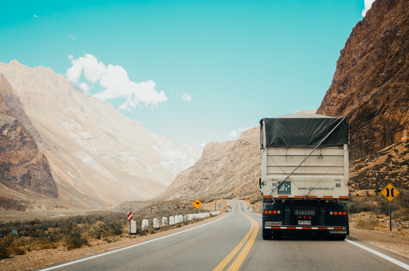 Truck on a mountain highway